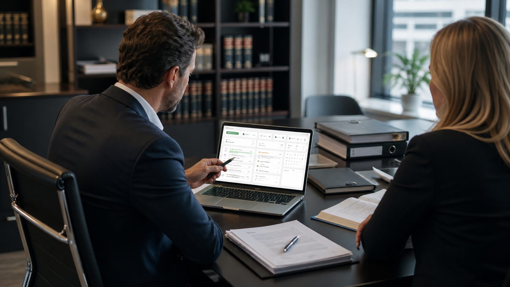 Kanzleiteam arbeitet mit einer digitalen Mandatsübersicht
